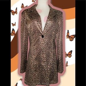 Heart & Soul Vintage Y2K // 90s Leopard Print Single Button Collared Trench Coat